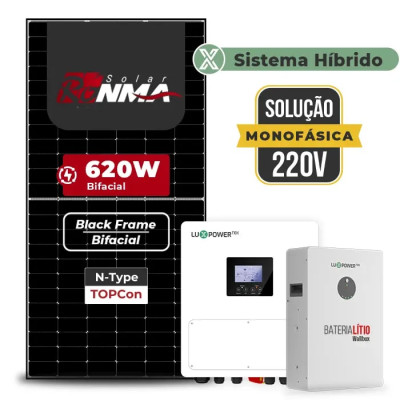 Gerador de Energia Solar Hibrido Luxpower com Bateria Telhado Cerâmico Gancho - 1