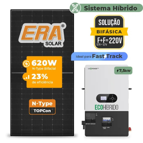Gerador de Energia Solar Hibrido Luxpower sem Bateria Telhado Fibro Parafuso Madeira - 1
