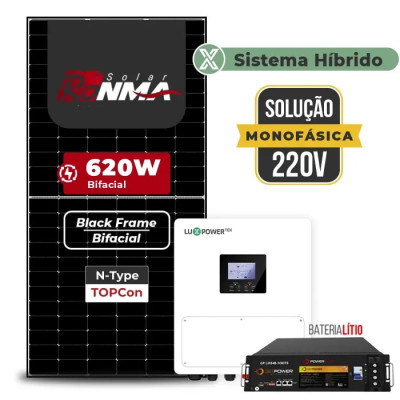 Gerador de Energia Solar Hibrido Luxpower com Bateria Telhado Fibro Parafuso Metal - 1