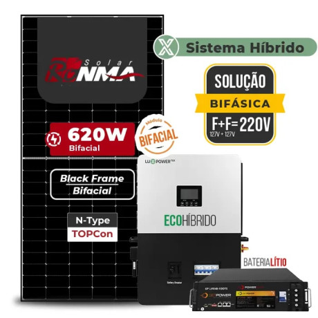 Gerador de Energia Solar Hibrido Luxpower com Bateria Telhado Fibro Parafuso Metal - 1