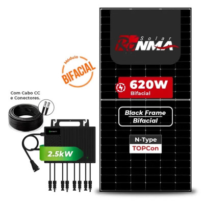 Gerador de Energia Solar Microinversor Growatt Telhado Metálico Mini Trilho - 1