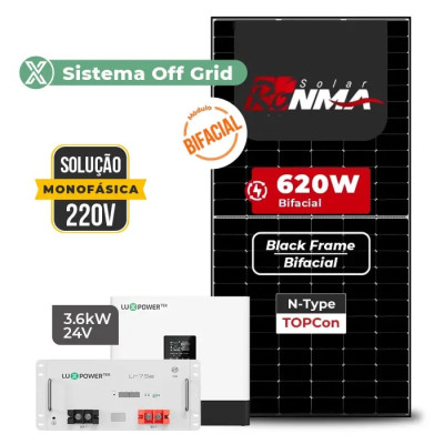 Gerador de Energia Solar Off Grid Interativo Luxpower Laje Inclinação - 1