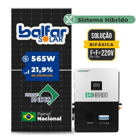 Gerador de Energia Solar Hibrido Luxpower sem Bateria Telhado Metálico Mini Trilho - 1