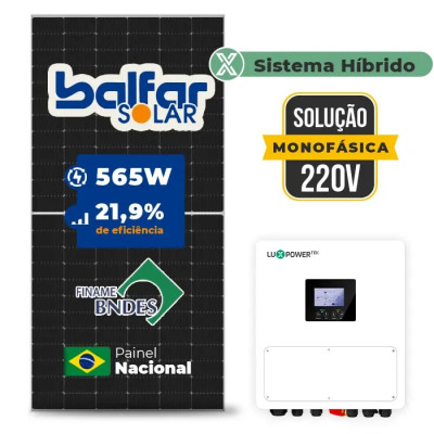 Gerador de Energia Solar Hibrido Luxpower sem Bateria Telhado Fibro Parafuso Madeira - 1