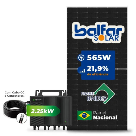 Gerador de Energia Solar Microinversor Growatt Telhado Metálico Mini Trilho - 1