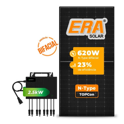Gerador de Energia Solar Microinversor Growatt Telhado Metálico Mini Trilho - 1