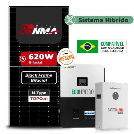 Gerador de Energia Solar Hibrido Luxpower com Bateria Laje Inclinação - 1