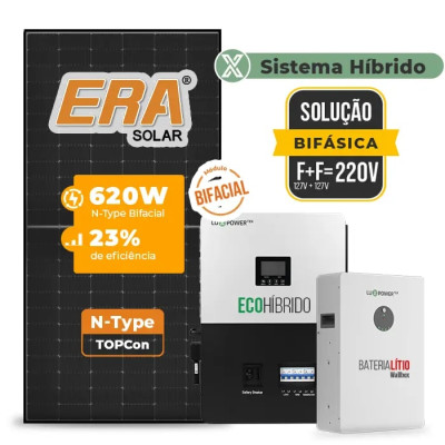 Gerador de Energia Solar Hibrido Luxpower com Bateria Laje Inclinação - 1