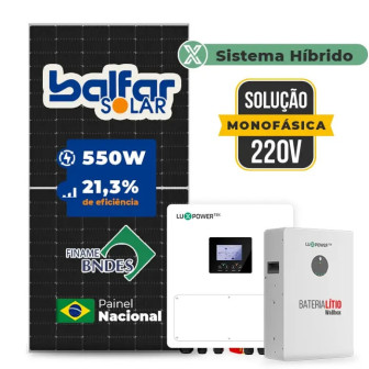 Gerador de Energia Solar Hibrido Luxpower com Bateria Telhado Fibro Parafuso Metal - 1
