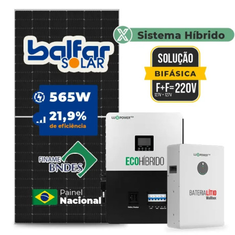 Gerador de Energia Solar Hibrido Luxpower com Bateria Telhado Fibro Parafuso Metal - 1