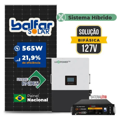 Gerador de Energia Solar Hibrido Luxpower com Bateria Laje Inclinação - 1