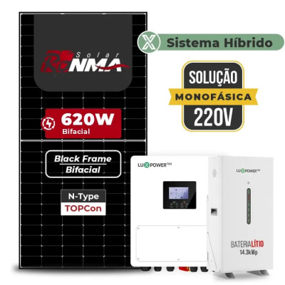 Gerador de Energia Solar Hibrido Luxpower com Bateria Telhado Fibro Parafuso Metal - 1