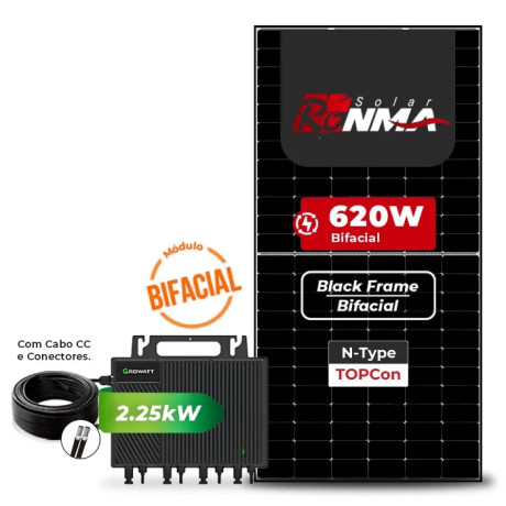 Gerador de Energia Solar Microinversor Growatt Telhado Fibro Parafuso Madeira - 1