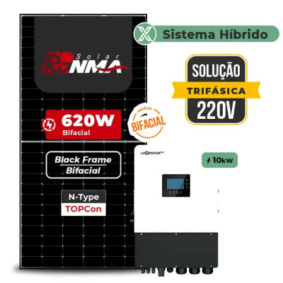 Gerador de Energia Solar Hibrido Luxpower sem Bateria Telhado Fibro Parafuso Madeira - 1