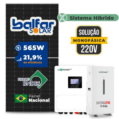 Gerador de Energia Solar Hibrido Luxpower com Bateria Telhado Metálico Mini Trilho - 1