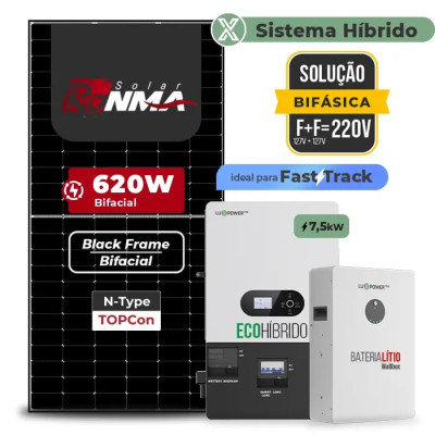 Gerador de Energia Solar Hibrido Luxpower com Bateria Laje Inclinação - 1