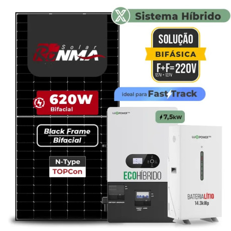 Gerador de Energia Solar Hibrido Luxpower com Bateria Laje Inclinação - 1