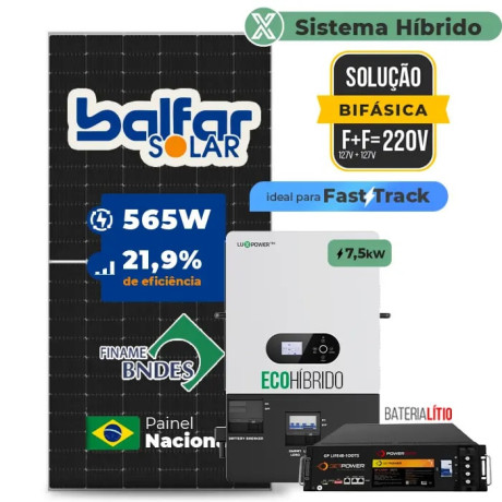 Gerador de Energia Solar Hibrido Luxpower com Bateria Sem Estrutura - 1
