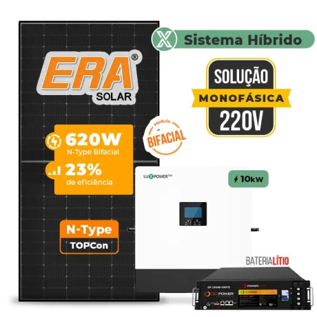 Gerador de Energia Solar Hibrido Luxpower com Bateria Telhado Cerâmico Gancho - 1