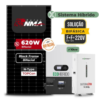 Gerador de Energia Solar Hibrido Luxpower com Bateria Telhado Fibro Parafuso Metal - 1