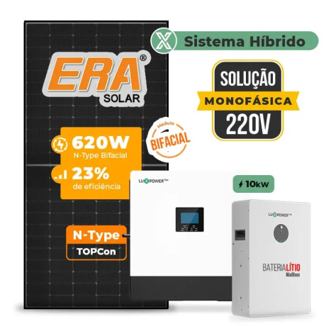 Gerador de Energia Solar Hibrido Luxpower com Bateria Telhado Fibro Parafuso Madeira - 1