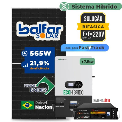 Gerador de Energia Solar Hibrido Luxpower com Bateria Sem Estrutura - 1