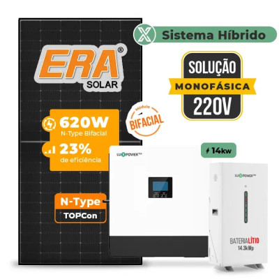 Gerador de Energia Solar Hibrido Luxpower com Bateria Telhado Fibro Parafuso Metal - 1