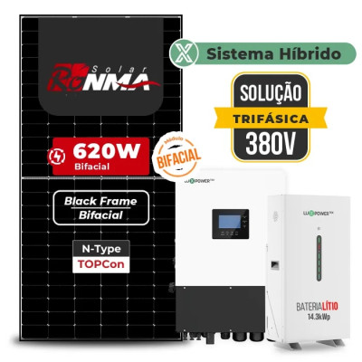 Gerador de Energia Solar Hibrido Luxpower com Bateria Sem Estrutura - 1