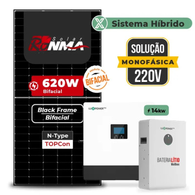 Gerador de Energia Solar Hibrido Luxpower com Bateria Telhado Metálico Mini Trilho - 1