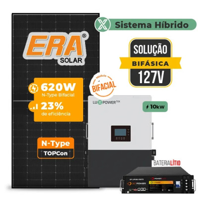 Gerador de Energia Solar Hibrido Luxpower com Bateria Telhado Metálico Mini Trilho - 1