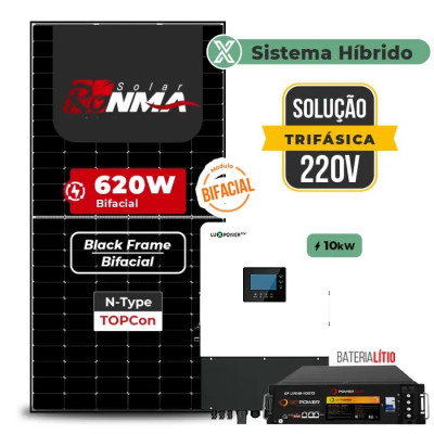 Gerador de Energia Solar Hibrido Luxpower com Bateria Telhado Metálico Mini Trilho - 1