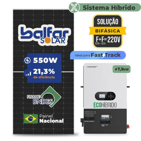 Gerador de Energia Solar Hibrido Luxpower sem Bateria Telhado Fibro Parafuso Madeira - 1