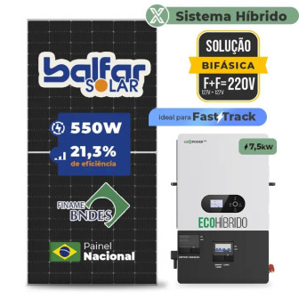 Gerador de Energia Solar Hibrido Luxpower sem Bateria Telhado Fibro Parafuso Metal - 1