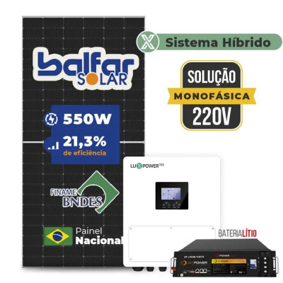 Gerador de Energia Solar Hibrido Luxpower com Bateria Telhado Fibro Parafuso Metal - 1