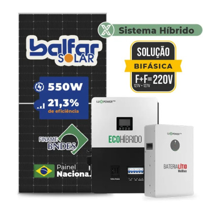 Gerador de Energia Solar Hibrido Luxpower com Bateria Telhado Metálico Mini Trilho - 1