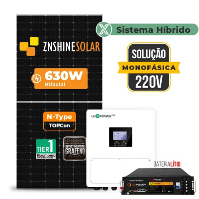 Gerador de Energia Solar Hibrido Luxpower com Bateria Telhado Metálico Mini Trilho - 1