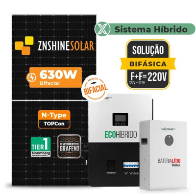 Gerador de Energia Solar Hibrido Luxpower com Bateria Telhado Metálico Mini Trilho - 1