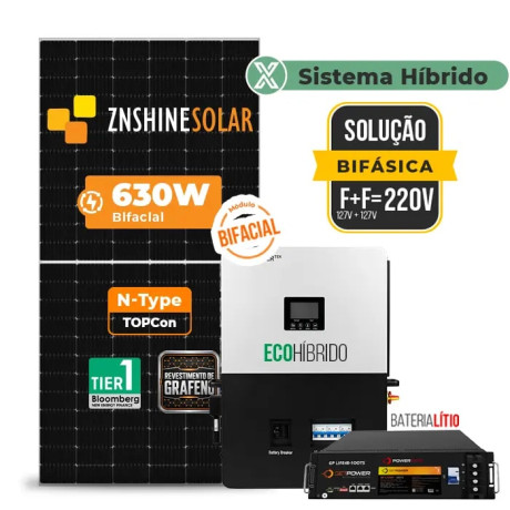 Gerador de Energia Solar Hibrido Luxpower com Bateria Sem Estrutura - 1