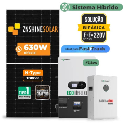 Gerador de Energia Solar Hibrido Luxpower com Bateria Telhado Fibro Parafuso Madeira - 1