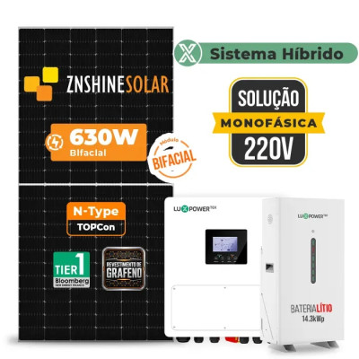 Gerador de Energia Solar Hibrido Luxpower com Bateria Laje Inclinação - 1