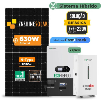 Gerador de Energia Solar Hibrido Luxpower com Bateria Telhado Metálico Mini Trilho - 1