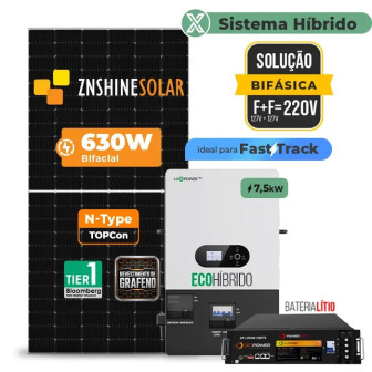 Gerador de Energia Solar Hibrido Luxpower com Bateria Telhado Fibro Parafuso Madeira - 1