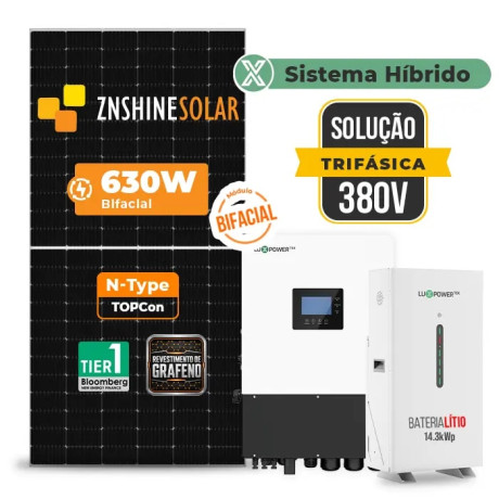Gerador de Energia Solar Hibrido Luxpower com Bateria Sem Estrutura - 1