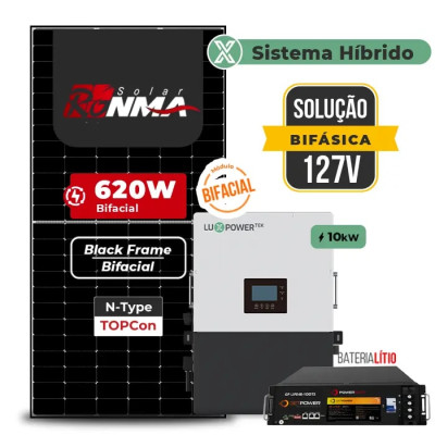 Gerador de Energia Solar Hibrido Luxpower com Bateria Telhado Metálico Mini Trilho - 1