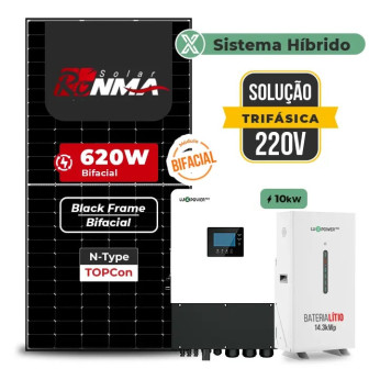 Gerador de Energia Solar Hibrido Luxpower com Bateria Sem Estrutura - 1