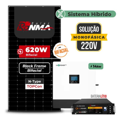 Gerador de Energia Solar Hibrido Luxpower com Bateria Telhado Metálico Mini Trilho - 1