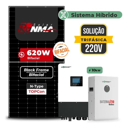 Gerador de Energia Solar Hibrido Luxpower com Bateria Telhado Fibro Parafuso Metal - 1