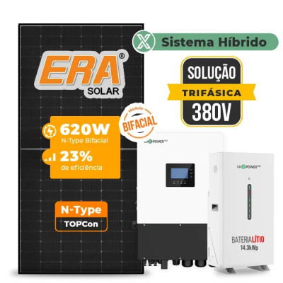 Gerador de Energia Solar Hibrido Luxpower com Bateria Telhado Cerâmico Gancho - 1