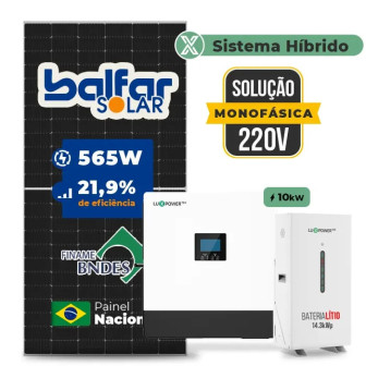Gerador de Energia Solar Hibrido Luxpower com Bateria Telhado Fibro Parafuso Metal - 1