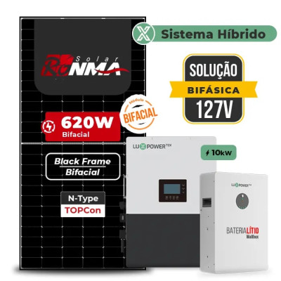 Gerador de Energia Solar Hibrido Luxpower com Bateria Telhado Fibro Parafuso Metal - 1